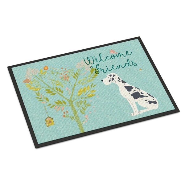 Carolines Treasures Welcome Friends Harlequin Great Dane Indoor or Outdoor Mat, 24 x 36 in. BB7590JMAT - main